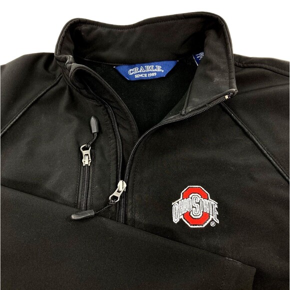 Ohio State Crable Jacket Vtg Fleece Lined Black L Mens Full Zip OSU Golf Heavywt - Picture 1 of 13